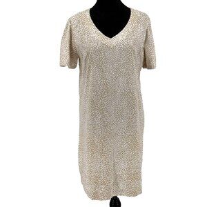 2/$18 SALE! Nicole Miller Linen Dress Womens Size L Animal Print Oversized Tan‎